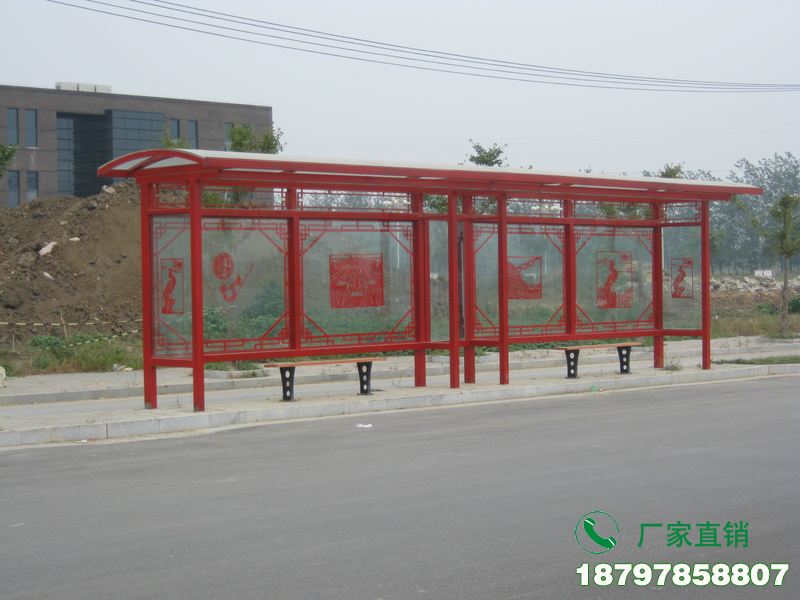 长顺县中式金属古典公交候车亭
